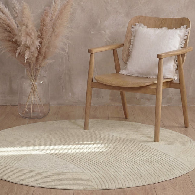 Wollen vloerkleden - Ted Baker Kensington rond wollen vloerkleed Victoria Crème - Vloerkledenloods