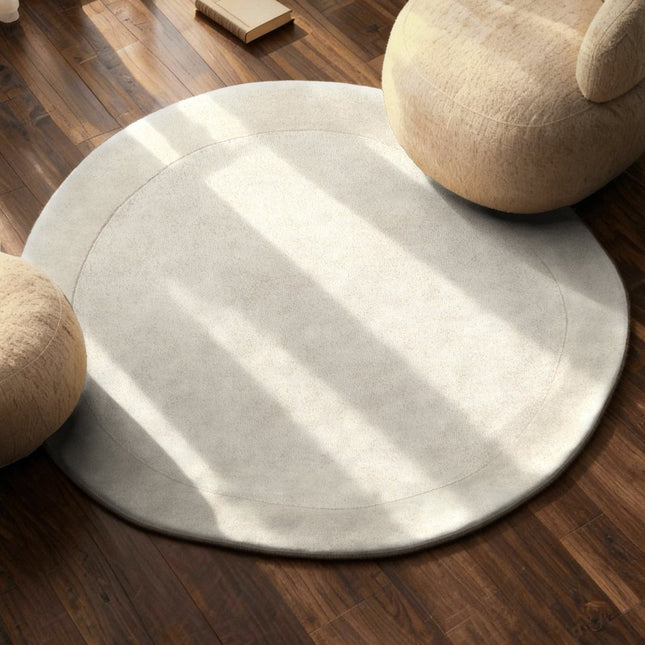 Wollen vloerkleden - Villeroy & Boch 1812 wollen vloerkleed organisch rond Kivi Naturel Crème - Vloerkledenloods