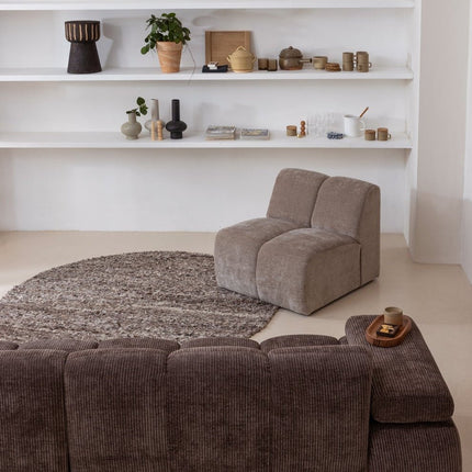 Wollen Vloerkleden - Woood rond vloerkleed Efia Wol Bruin Melange 200cm - Vloerkledenloods