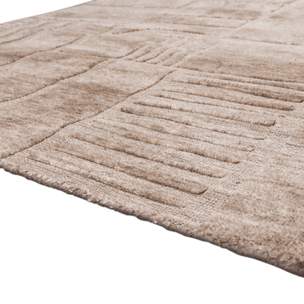 Wollen Vloerkleden - Woood vloerkleed Lovi Polyester/katoen Taupe 170x240cm - Vloerkledenloods