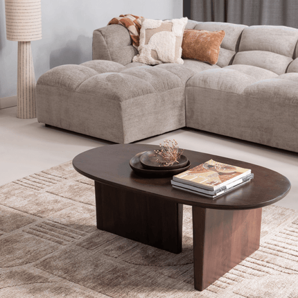 Wollen Vloerkleden - Woood vloerkleed Lovi Polyester/katoen Taupe 170x240cm - Vloerkledenloods