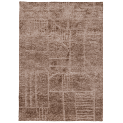Wollen Vloerkleden - Woood vloerkleed Lovi Polyester/katoen Taupe 170x240cm - Vloerkledenloods