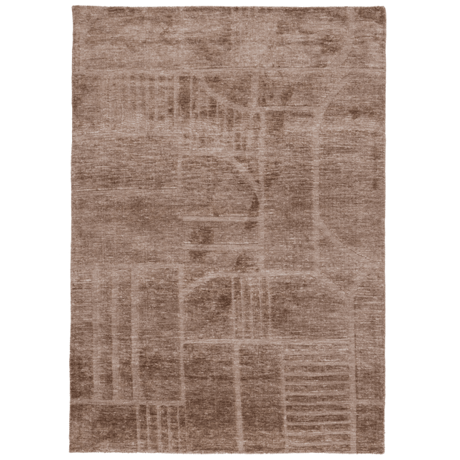 Wollen Vloerkleden - Woood vloerkleed Lovi Polyester/katoen Taupe 170x240cm - Vloerkledenloods