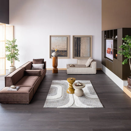 Wollen Vloerkleden - Woood vloerkleed Moro Wol/Katoen Grijswit 170x240cm - Vloerkledenloods