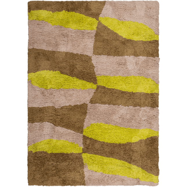 Wollen Vloerkleden - Woood vloerkleed Musa Grafisch Dessin Naturel/Geel 170x240cm - Vloerkledenloods