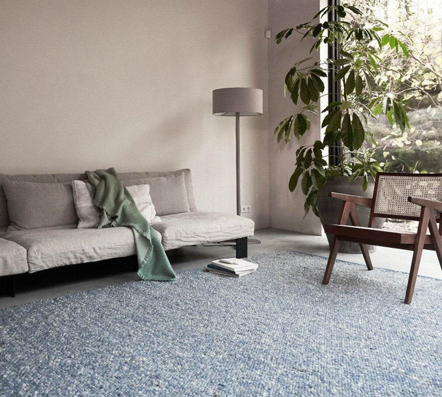 Wollen vloerkleed Bergamo 250 blauw - Eva Interior - Vloerkledenloods
