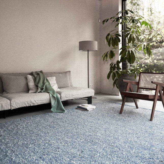 Wollen vloerkleed Bergamo 250 blauw - Eva Interior - Vloerkledenloods