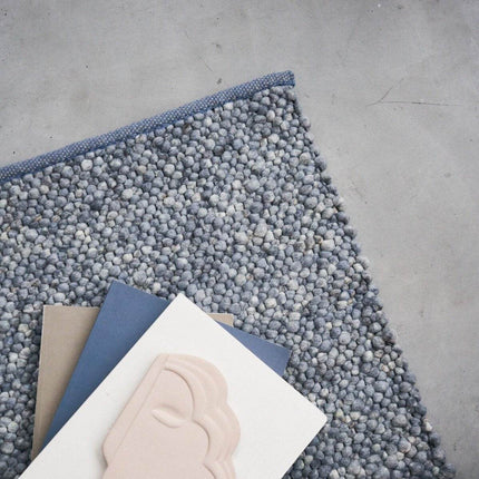 Wollen vloerkleed Bergamo 250 blauw - Eva Interior - Vloerkledenloods