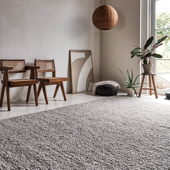 Wollen vloerkleed Bergamo 28 Licht Grijs - Eva Interior - Vloerkledenloods