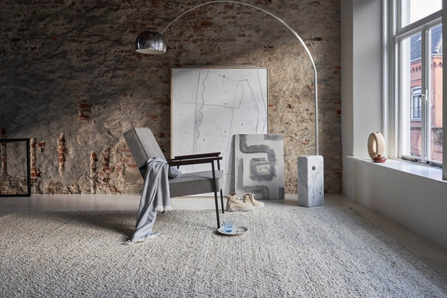 Wollen vloerkleed Bergamo 35 Licht Ivoor Mix - Eva Interior - Vloerkledenloods