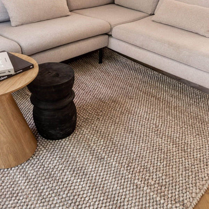Wollen vloerkleed Lecco vergrijst bruin - Vloerkledenloods