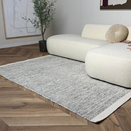 Wollen vloerkleed Taff wit/zwart - Interieur05 - Vloerkledenloods