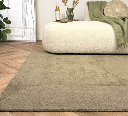 Wollen vloerkleed Twig groen - Interieur05 - Vloerkledenloods