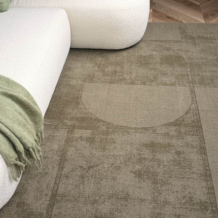 Wollen vloerkleed Twig groen - Interieur05 - Vloerkledenloods