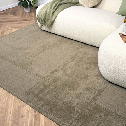 Wollen vloerkleed Twig groen - Interieur05 - Vloerkledenloods