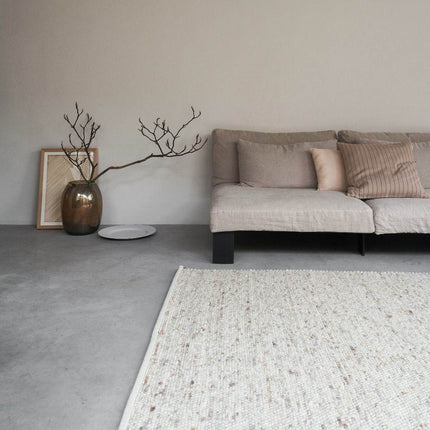 Wollen vloerkleed Vicenza 12 Licht Bruin Mix - Eva Interior - Vloerkledenloods