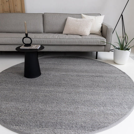 Rond Wollen Vloerkleed Donkergrijs Vik