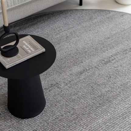 Rond Wollen Vloerkleed Donkergrijs Vik