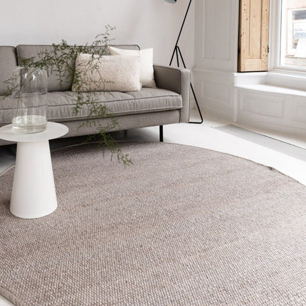 Rond Wollen Vloerkleed Grijs/Beige Vik