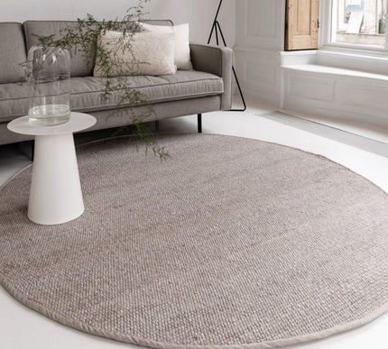 Rond Wollen Vloerkleed Grijs/Beige Vik