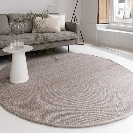 Rond Wollen Vloerkleed Grijs/Beige Vik