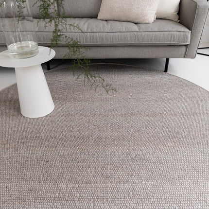 Rond Wollen Vloerkleed Grijs/Beige Vik