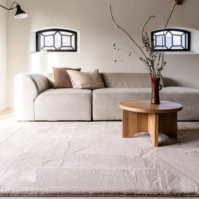 Zacht Hoogpolig Vloerkleed Lux Beige / Taupe - Vloerkledenloods