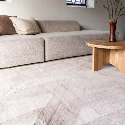 Zacht Hoogpolig Vloerkleed Lux Beige / Taupe - Vloerkledenloods