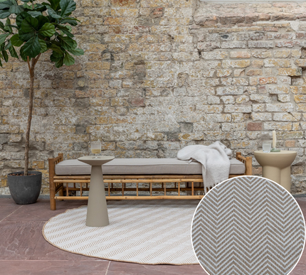 Rond Jute buitenkleed Naturel ZigZag